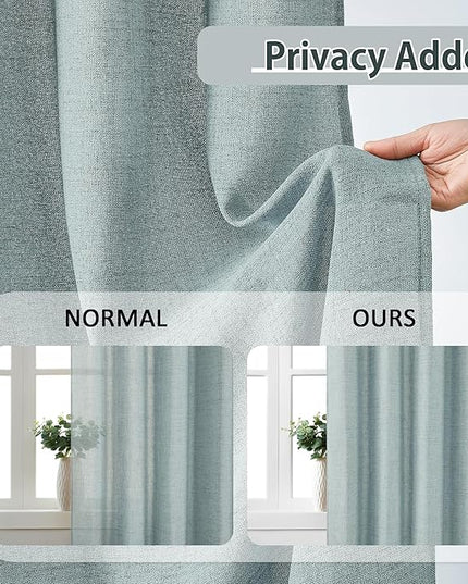 Light Blue Linen Pinch Pleat Curtains 63 Inches Long Pleated Semi Sheer Textured Drapes Hooks Back Tab Coastal Modern Light Filtering Curtain 2 Panels for Living Room Bedroom Office 42x63