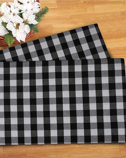 Urban VillaPlacemats for DiningTable 100% CottonPlacemats 14''x20''Over Sized Tablemats Set of 6 Placemats Black/White BuffaloCheckTablemats for Family DinnersWedding PartiesPlacemats