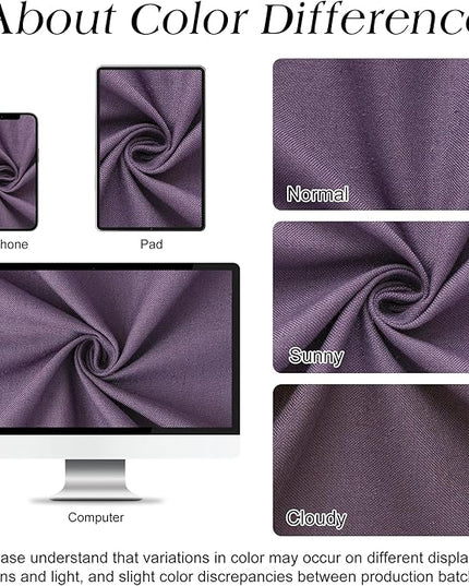 Naturoom Purple 60 Inch Shower Curtain - Stall Narrow Half Linen Ultra Thick Fabric Shower Curtain Set with Hooks, Boho Farmhouse Rustic RV Camper Bath Curtains for Bathroom, 60x72