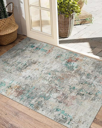 Modern Abstract 2x3 Area Rug Non Slip Non Shedding Low Pile Stain Resistant Rug for Entryway Kitchen Bedroom,Colorful