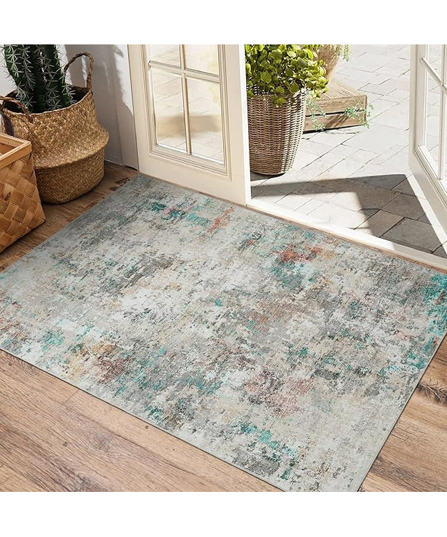Modern Abstract 2x3 Area Rug Non Slip Non Shedding Low Pile Stain Resistant Rug for Entryway Kitchen Bedroom,Colorful