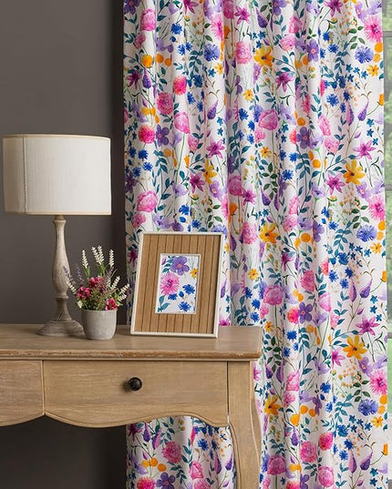 Maison d'Hermine Curtains for Living Room 100% Cotton 96 inch Length Two Panels Window Curtains for Bedroom with Loop & Rod Pockets - Maia, 50" W x 96" L