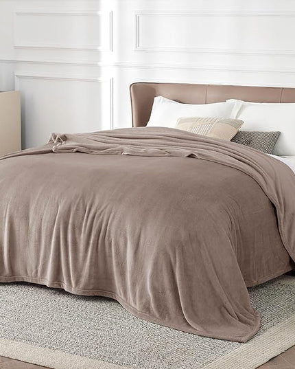 Bedsure GentleSoft Fleece Bed Blankets Queen Size Mocha Brown - Soft Lightweight Plush Fuzzy Cozy Luxury Blanket Microfiber, 90x90 inches