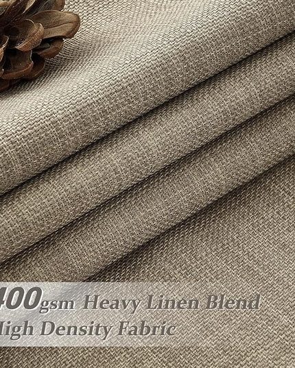 Oak Taupe Extra Long 108 Inch High Ceiling Curtains for Living Room 2 Panel Set, Memory Trained Pinch Pleated Blackout Double Layer Linen Soundproof Heat Block Boho Privacy Windows Curtain 9 FT Length