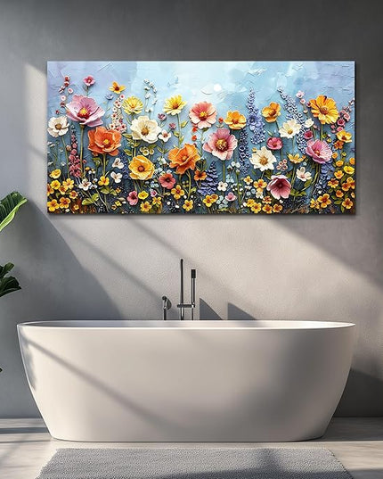 XIGUANGART Flowers Large Wall Decor for Bedroom Canvas Wall Art for Living Room Colorful Abstract Canvas Art Prints Pictures Wildflower Painting Office Artwork Nature Farmhouse Modern Home Decoration