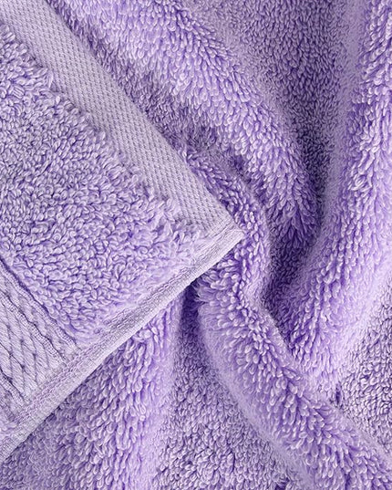 Superior Egyptian Cotton Pile Bath Towel Set of 4, Ultra Soft Luxury Towels, Thick Plush Essentials, Absorbent Heavyweight, Guest Bath, Hotel, Spa, Home Bathroom, Shower Basics, Purple
