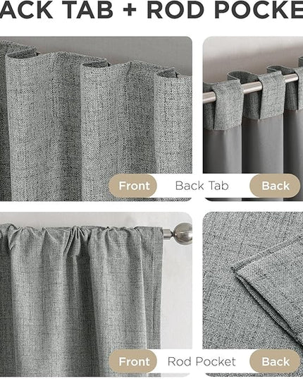 Joydeco Blackout Curtains for Bedroom - 108 Inch Long 100% Light Blocking 2 Panels Light Grey Drapes, Thermal Insulated Room Darkening Curtains, Linen Textured for Living Room, Rod Pocket & Back Tabs