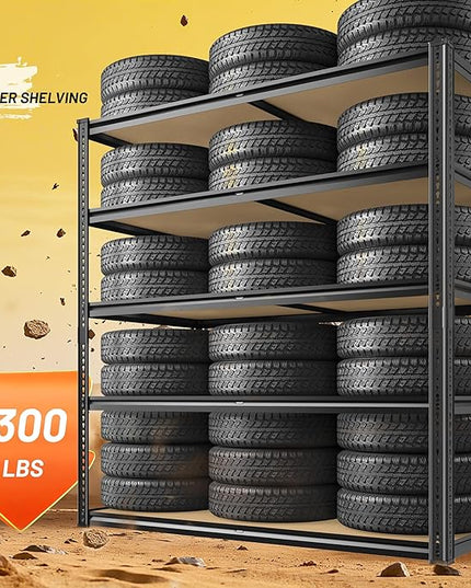 2300LBS Storage Shelves Heavy Duty 5 Tier Garage Storage Shelving, Adjustable Metal Shelving Unit Utility Rack Shelf for Warehouse, Pantry, Closet, 72" H x 40" W x 20" D, Black,2PCS