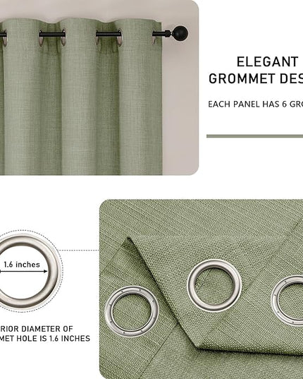 Chyhomenyc Sage Green Extra Long Curtains 120 Inch Length, Light Filtering Faux Linen Textured Soft Airy Living Room Curtains, Elegant Farmhouse Grommet Window Drapes, Each 50Wx120L, 10FT, 2PCS