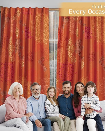 Maison d' Hermine Curtains for Living Room 100% Cotton 124 inch Length Two Panels Light Filtering Curtains for Bedroom Windows with Rod and Loop Pockets Drapes (Versailles Louvre, 50" W x 124" L)