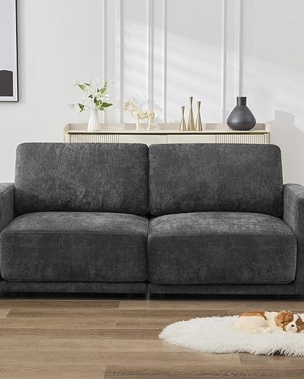 77.4" Chenille Modular Loveseat Oversized Upholstered 2 Seater Sectional Sofa with Thickened Cushions, Easy Assembly, Modern Comfy Love Seat Couch for Living Room, Grey