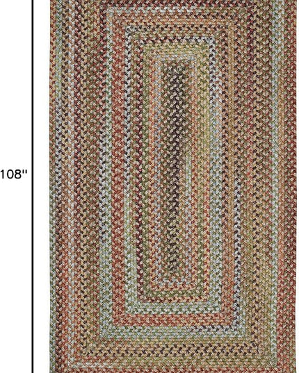 Capel American Heritage Olive Tan 7' 0" X 9' 0" Concentric Rectangle Braided Rug