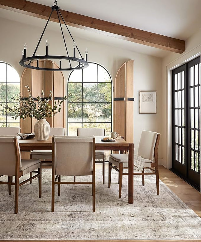Loloi Magnolia Home by Joanna Gaines Millie Collection MIE-01 Silver/Dove 5'-3" x 5'-3", .25" Pile Height, Round Area Rug