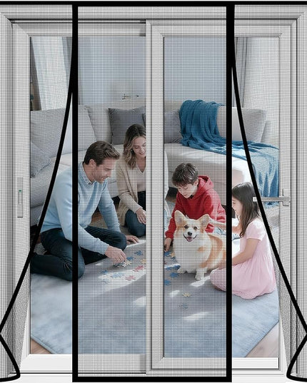 Magnetic Screen Door - Upgraded Heavy Duty PET Screen Door Mesh, Double Door Screen for French/Sliding Patio Door, Hands-Free Magnetic Closure, Fit Door Size 72" x 80" (Screen Size 74" x 82")