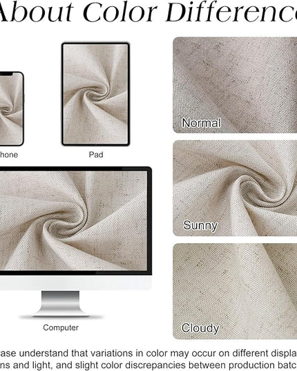 Naturoom Oatmeal Linen Shower Curtain, Cloth Textured Fabric Shower Curtain Set with Hooks, Simple Elegant Modern Farmhouse Country Ultra Thick Bath Curtains for Bathroom,Water Repellent,60x72