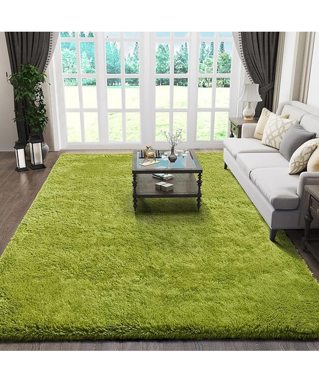 Ophanie Green Rugs for Living Room 5x8, Grass Shag Fluffy Large Fuzzy Plush Soft Carpets, Floor Shaggy Area Rugs for Bedroom, Carpet for Kids Boys Girls Dorm Nursery Home Decor Aesthetic