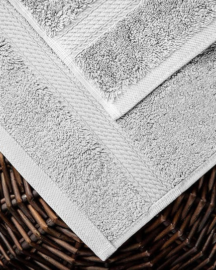 Superior Egyptian Cotton Pile 10 Piece Towel Set, Includes 2 Bath, 4 Hand, 4 Face Towels/Washcloths, Ultra Soft Luxury Towels, Thick Plush Essentials, Guest Bath, Spa, Hotel Bathroom, Silver