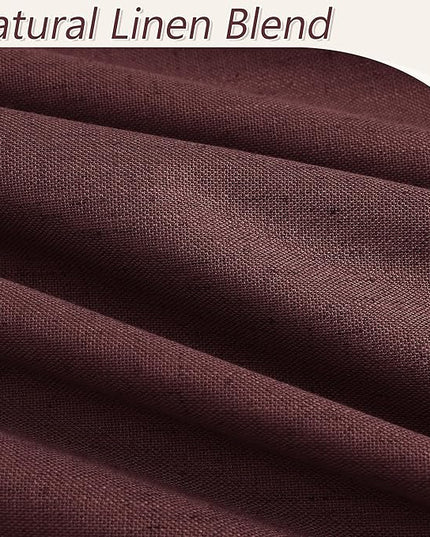 Guken 100% Blackout Curtains 84 Inch Length 2 Panels Set for Living Room Bedroom Back Tab Thermal Insulated Black Out Linen Drapes Room Darkening Reddish Brown,52x84