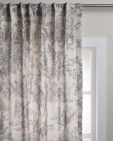 Maison d' Hermine Curtains for living room 100% Cotton 96 inch length One Panel Light Filtering Toile Curtain for Bedroom Windows with rod and loop Pockets Drapes (The Miller Paloma Gray, 50"W x 96"L)