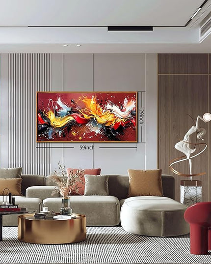 Ouzzlie Colorful Wall Decor Red Art for Living Room Large Wall Pictures Abstract Artwork Home Decor Prints Wall Art 29"x 59"