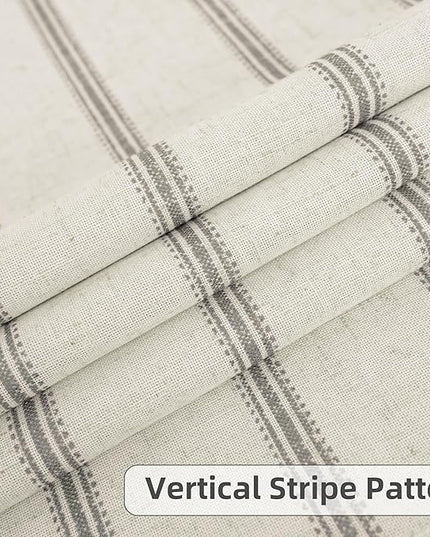 DriftAway Farmhouse Linen Blend Blackout Curtains 45 Inches Long for Bedroom Vertical Striped Printed Grommet Curtains Thermal Insulated Lined Treatments for Living Room 2 Panels W52 x L45 Gray