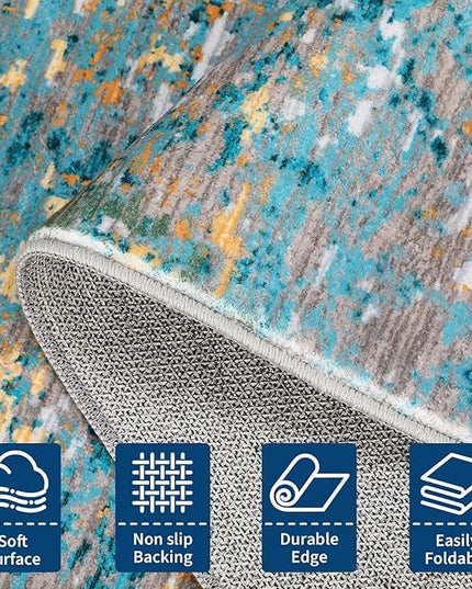 Modern Abstract 2x3 Area Rug Non Slip Non Shedding Low Pile Stain Resistant Rug for Entryway Kitchen Bedroom,Multi Color