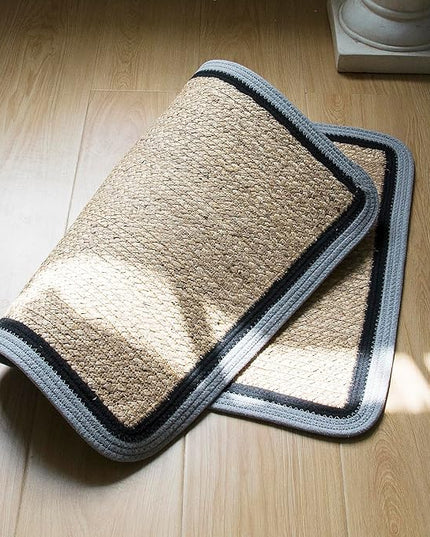 Handwoven Braided Rug, 2 Feet x 3 Feet Rectangle Reversible Area Rug, Pet-Friendly Durable Natural Fiber Carpet for Living Room, Dining Room, Bedroom