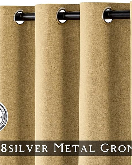 ChrisDowa 100% Blackout Mustard Yellow Solid Curtains 63 Inches Long 2 Panels for Bedroom Living Room,Farmhouse Room Darkening Thermal Insulated Soundproof Grommet Top Window Treatment Drapes,52x63