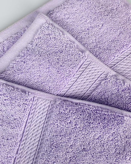 Superior Egyptian Cotton Pile Bath Towel Set of 4, Ultra Soft Luxury Towels, Thick Plush Essentials, Absorbent Heavyweight, Guest Bath, Hotel, Spa, Home Bathroom, Shower Basics, Purple