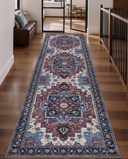 Ciicool Washable Runners Area Rug for Hallways, Ultra Soft 2'6 "x8' ft Boho Print Non-Slip Vintage Oriental Medallion Long Carpet for Kitchen Bedroom Laundry Bathroom