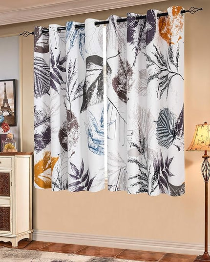 SUBRTEX Light Flitering Curtains 52Wx63L, Room Darkening Vibrant Floral Drapes, 50% Blackout, Semi Sheer Boho Farmhouse Curtains for Living Room, Gray