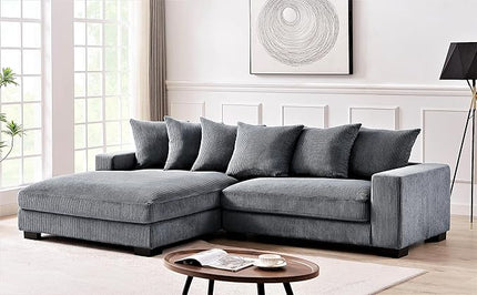 Luxe Oversized Two-Piece Sectional Couches for Living Room, 102.4-Inch L Shaped Sofa with Chaise, Upholstered with Corduroy Fabric, Gray - Left Facing
