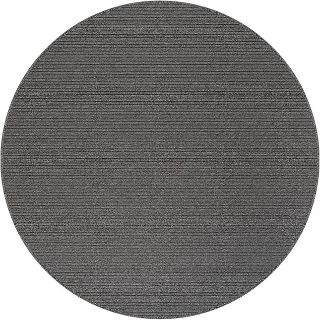 Beverly Rug Non-Slip Modern Rug 6 Round Solid Traditional Rubber Backing Machine Washable Soft Thin Indoor Area Rugs for Living Room Stain Resistant Non Shedding Casual Carpet (6 Round Gray)
