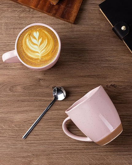 AmorArc 12oz Ceramic Coffee Mugs set of 6, Stylish Coffee Mugs with Rustic Terracotta Underside for Latte/Cappuccino/Milk/Cocoa, Dishwasher&Microwave Safe,