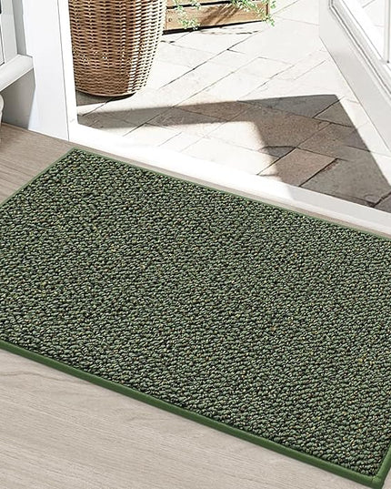 BEQHAUSE Dirt Trapper Door Mat 24" x 36", Non-Slip Washable Doormats Entrance Mat, Dirt Resistant and Absorbent Welcome Mat, Low Profile Floor Mats for Front Back Door and Entryway, Green