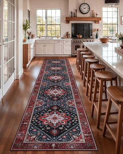 Ciicool 2x12ft Long Hallway Rug, Washable Runner Rug Non Slip Thin Low Pile Soft Indoor Floor Long Carpet Hallways for Bathroom Kitchen Living Room Bedside