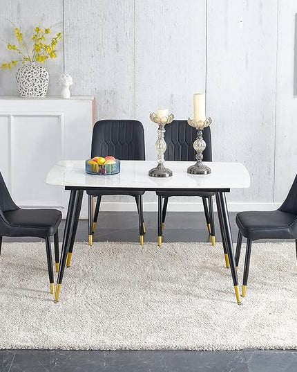 Black Dining Table Set for 4, Dining Room Table Set for 4, Sintered Stone Kitchen Table Top and Modern Chairs Set of 4 for Kitchen Dining Room, Small Space