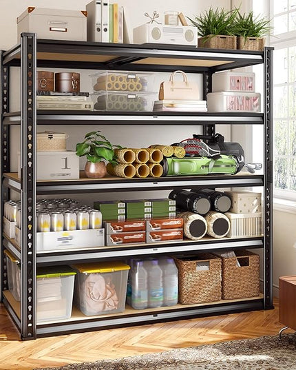 72.2" H Garage Shelves 2230LBS Storage Shelves, 5 Tier Adjustable Metal Shelving, Heavy Duty Shelving for Storage, Basement, Warehouse, Pantry, Kitchen, 35.5" W x 19.5" D x 72.2" H, Black