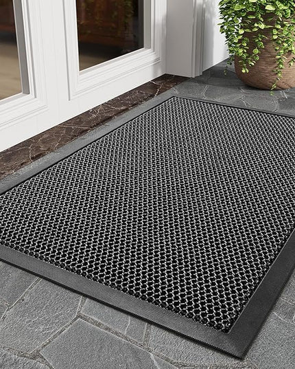 tchdio Front Door Mat Outside Entrance, Dirt Trapper Doormat-Entrance Welcome Matt Durable, Heavy Duty Entry Mat Non Slip Rubber Mats for Outside Stain Resist Door Mats for Entryway, 24"x36" Grey