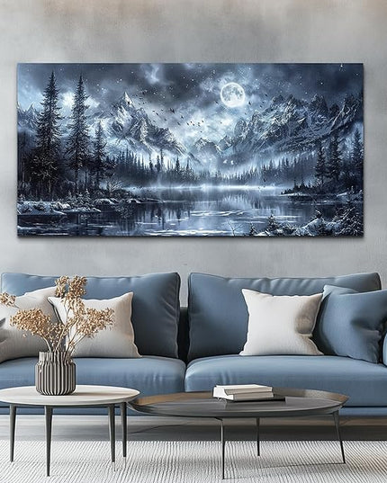 FUHAIHUA Large Canvas Wall Art For Living Room Wall Decor For Bedroom Office Decoration Black And White Wall Painting Forest Landscape Picture Hotel Artwork Poster Home Decor Ready to Hang 30X60 In