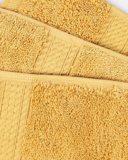 Superior Egyptian Cotton Pile Bath Towels, Ultra Soft Luxury Towel, Thick Plush Essentials, Absorbent Heavyweight, Guest Bath, Hotel, Resort, Spa, Pool, Home Bathroom, Shower Basics, Set of 4, Gold