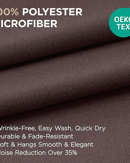 Joydeco Blackout Curtains 90 Inch Length 2 Panels Set, Thermal Insulated Long Curtains& Drapes 2 Burg, Room Darkening Grommet Drapes for Living Room Bedroom Window (W52 x L90 Inch, Chocolate)