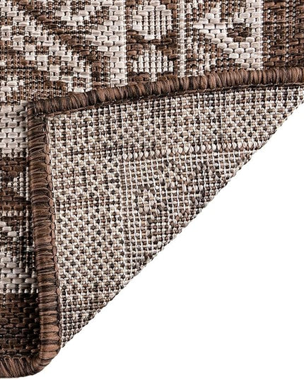 Rugs.com Outdoor Aztec Collection Rug – 8' x 11' Brown Flatweave Rug Perfect for Living Rooms, Large Dining Rooms, Open Floorplans