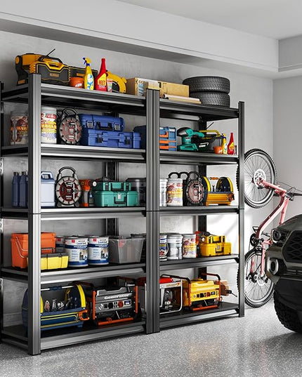 5Tier Garage Metal Shelving,3020 lbs Storage Shelves Heavy-Duty,40''W*18''D*72''H Adjustable Industrial Shelving Unit, Double-Layer Column with Reinforced Ribs for Basement Kitchens