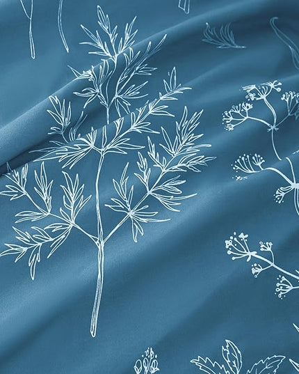 Love's cabin Mineral Blue Twin Comforter Set - Twin XL Size Comforter Set Dorm Bedding, 2 Pieces Cute Floral Bedding, Soft Reversible Flowers Comforter, 1 Comforter & 1 Pillow Sham