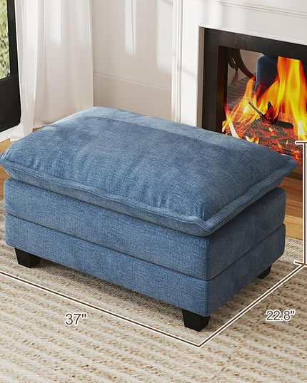 WorthFurni Cloud Couch Ottoman Modular Sectional Sofa, Comfy Deep Seat Cushion for Apartment Living Room Bedroom (Blue)