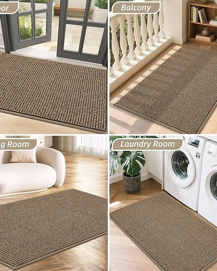 BEQHAUSE Dirt Trapper Door Mat 36" x 60", Non-Slip Washable Doormats Entrance Mat, Dirt Resistant and Absorbent Welcome Mat, Low Profile Floor Mats for Front Back Door and Entryway, Beige