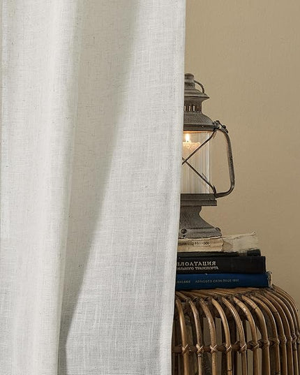 Joydeco Light Filtering Curtains 108 Inch Length for Bedroom, Linen Curtains 108 Inch Length 1 Panel Set for Living Room，White Semi Sheer Drapes 108 Inches Long with Rod Pockets