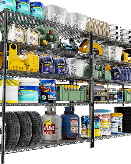 Storage Shelves Heavy Duty, 2 PCS 48" L x 20" W x 72" H Garage Wire Shelving Unit Loads 2000LBS, 5-Tier Adjustable Metal Industrial Utility Shelf Rack for Kitchen, Laundry Room, Warehouse, Basement