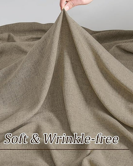 Custom Length Curtains 92 Inches Long,Pinch Pleated Linen Blend Back Tab with Hooks Boho 70s Curtains for French Door Living Room W50 x L92 Khaki